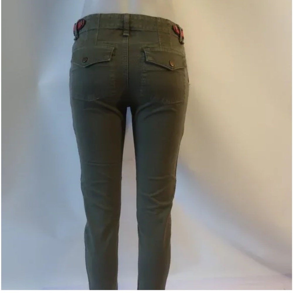 Veronica Beard Adrina Skinny Utility Ankle Jeans w/ Waist Tabs Olive Green 25 - Picture 10 of 13